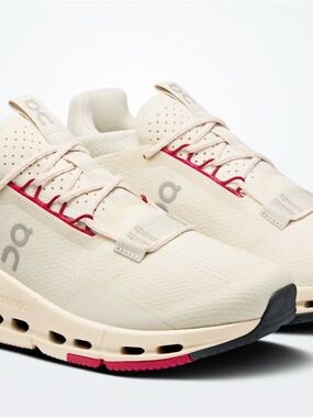 On Running Cream Sneakers with Pink Accents